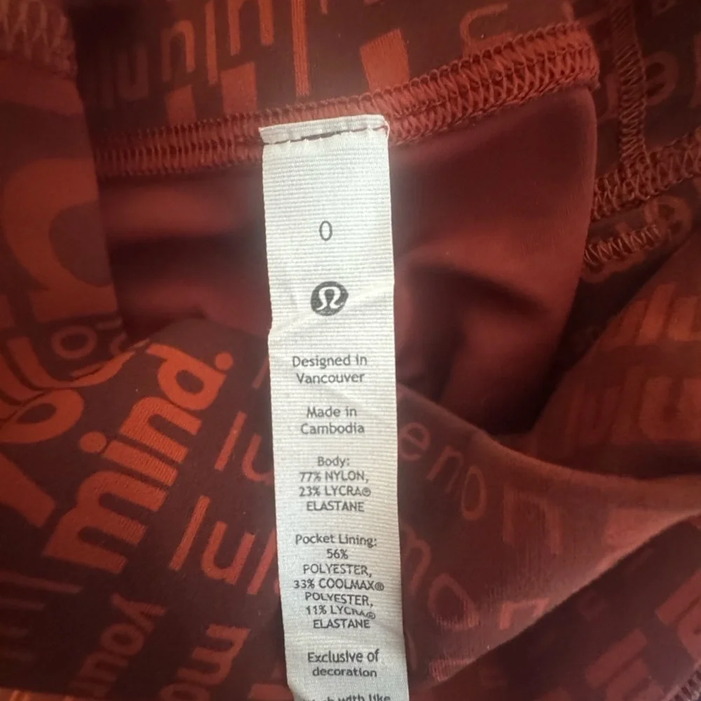 Lululemon size 0 Wunder Train HR Tight Red Logo Ombre Leggings Full Length LLBR